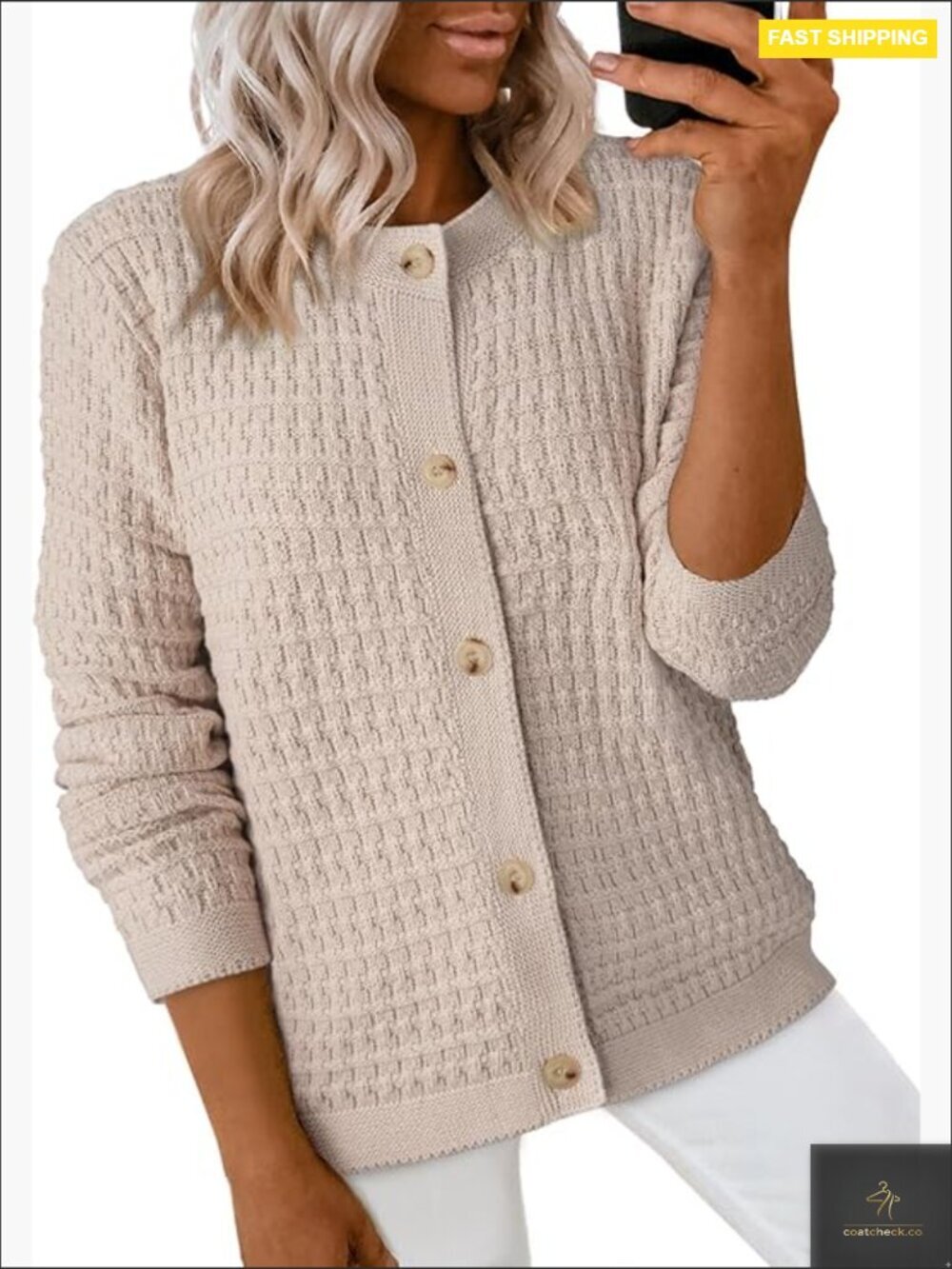 Warm Knit Open Front Cardigan Sweater Long Sleeve Button Down Jacket
